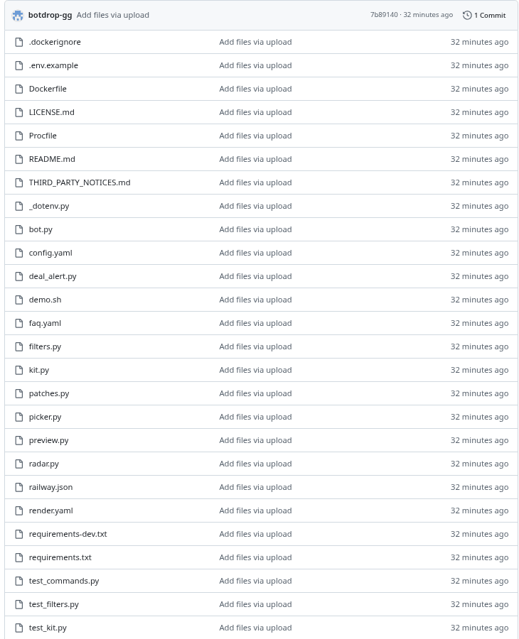GitHub repository showing render.yaml and Dockerfile at the top level